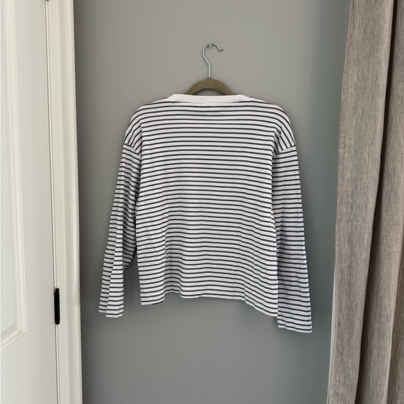 Babaton White Long Sleeve T-Shirt with Black Stripes - Size Small - Picture 2 of 4